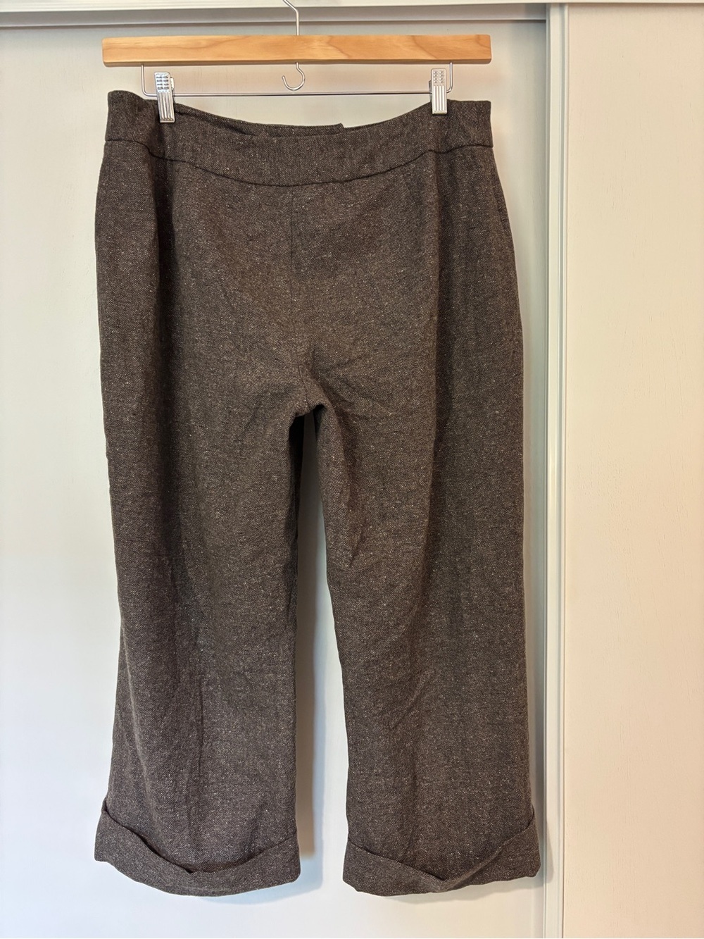 Vintage Pendleton Pants Size 16 Brown Wide-Leg Cuffed Ankle Trousers Wool Tweed - Picture 2 of 11